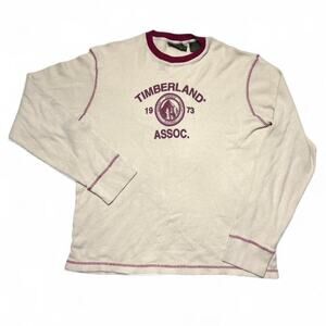 Timberland Y2k Vintage 2004 Off White Red Thermal Waffle Shirt Streetwear XL